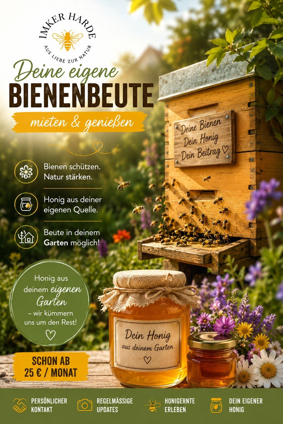 Deine eigene Bienenbeute mieten und genießen – Imkerei Harde, schon ab 25 € im Monat